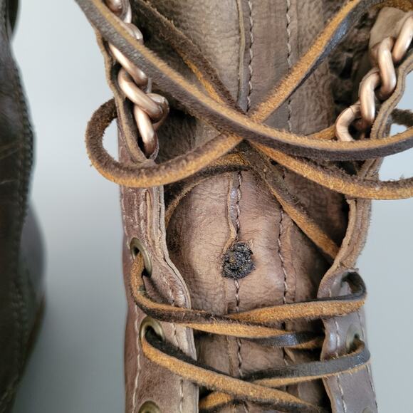 A.S.98 Airstep Brown Boho Biker Leather Chain Side Zip Size EUR 37 US 6.5-7 - Picture 7 of 12